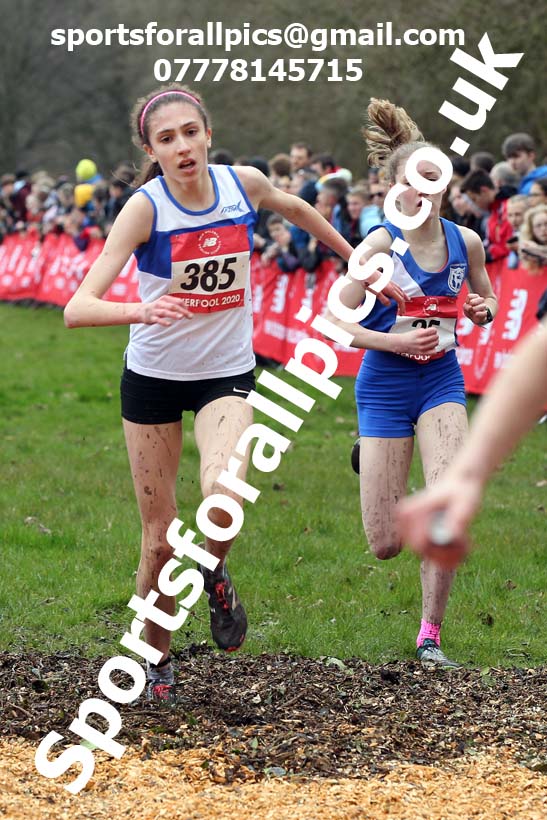 Intermediate girls, 2020 New Balance English Schools Champs., Sefton Park, Liverpool. Photo: David T. Hewitson/Sports for All Pics